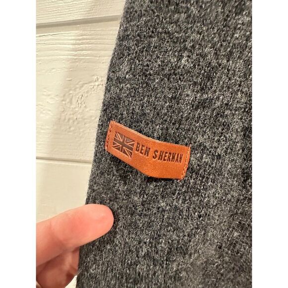 Ben Sherman Charcoal Gray Lambswool Mock Neck Pullover Cableknit Sweater XL - Picture 4 of 9